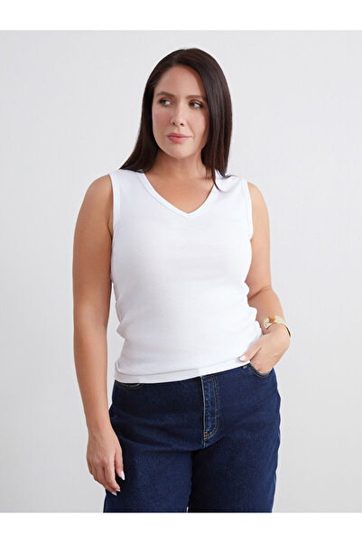 LC Waikiki Vizyon New Season Plus Size V-Neck Women's Tank Top