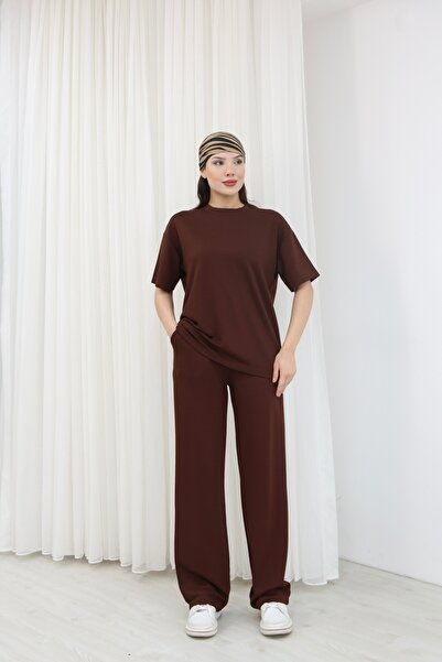 sportiness Oversized Wide-Leg Modal Fabric Tracksuit Set