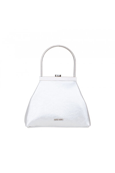 dukidasoturkiye Silver Colored Metal Strappy Women's Clutch Bag |   Silver T8307