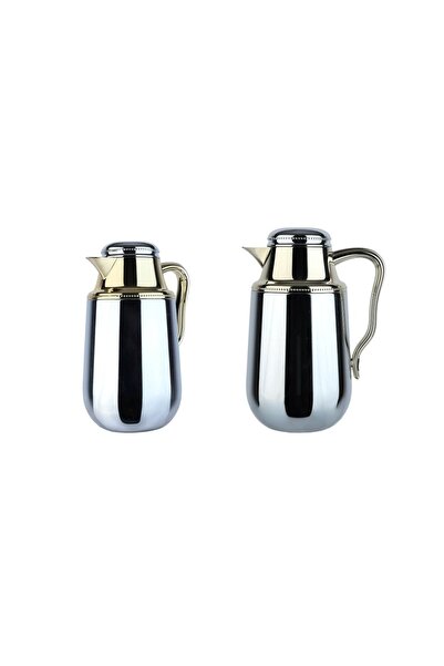 Alsaif Home Al Saif Home Thermos Set - Chrome*Gold | 2 Pieces - 1 Liter + 700 ml