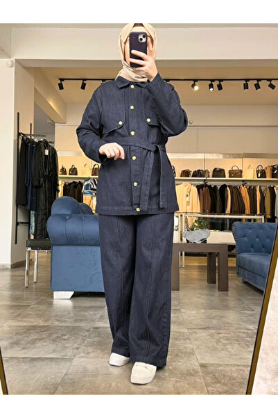 My Magazin Women's Cotton Piece Jacket Pants Jean Set 7454