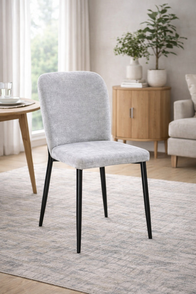 N.zone Modern dining chair Puffer in luxurious fabric with wooden legs – a st...