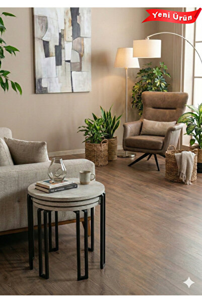 Platinreyon METAL AYAKLI YUVARLAK ZIGON SEHPA 3 ADET