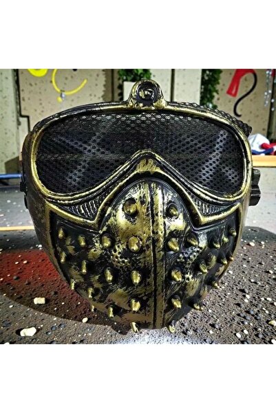 Kuzey GOLD GOTİK PUNK MASKESİ CADILAR BAYRAMI KORKU MASKESİ HALLOWEEN MASK GO...