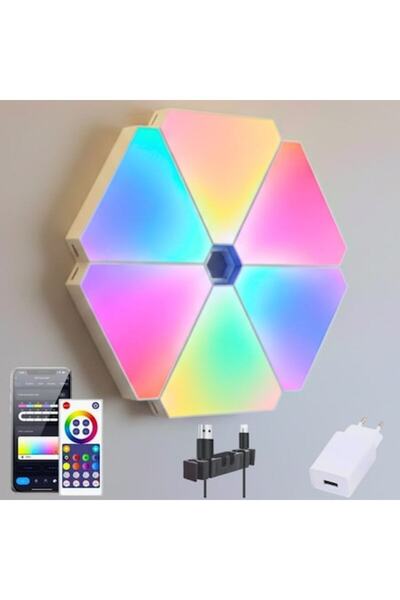 PRAXELL RGBIC Triangular LED Modular Lamp, Set of 6 Panels, Smart Control Tuy...