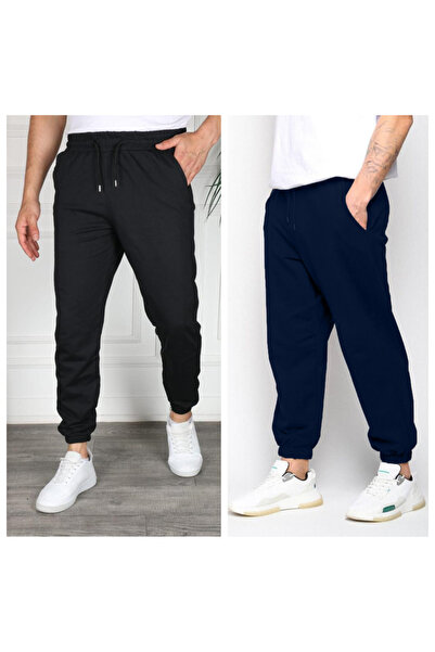 GOLSREY 2-Pack Men's Elasticated Hem Sweatpants (Regenerated Fabric)