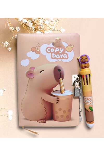 izmir yazici servis Capybara Kilitli Hatıra Defteri 10 Renk Yazabilen Kalem H...