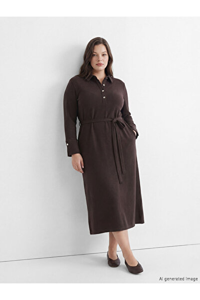 LC Waikiki Polo Collar Belted Dress