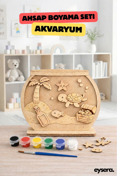 eysera Ahşap Boyama Seti, Akvaryum – Çocuk Aktivite & Hobi Oyuncak, Montessor...