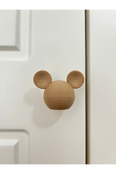 NORELUX Mickey Mouse Çocuk Dolap Kulpu – Ahşap Efektli Dekoratif Çekmece & Do...