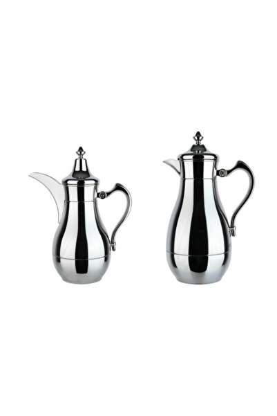 Alsaif Home Set of 2 Thermoses - Chrome - 1 Liter + 700 ml | Al Saif Home