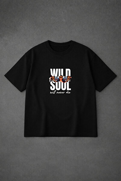 VODEXA Μπλουζάκι Unisex Oversize WILD SOUL με στάμπα, 100% βαμβακερό, άνετη ε...