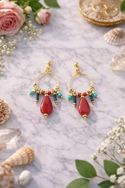 cleopatra takı aksesuar Yaren Ethnic Bohemian Multicolor Beaded Women's Earrings