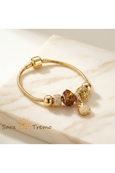 SaraTremo Βραχιόλι My Story – Γυναικείο βραχιόλι με charms επιχρυσωμένο με χρ...