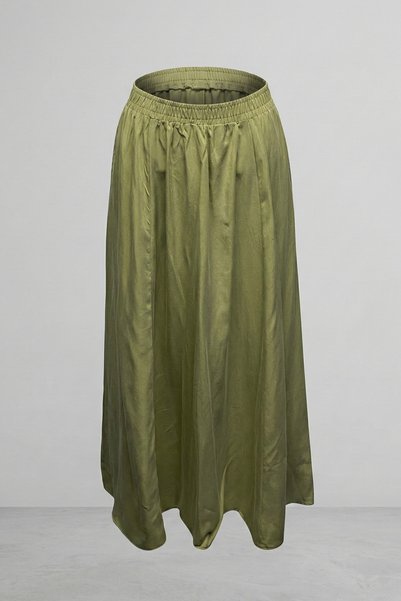 Şiir Plank Beli Elasticated Side Pocketed Piece Long Skirt & Women's Skirt - Khaki Green