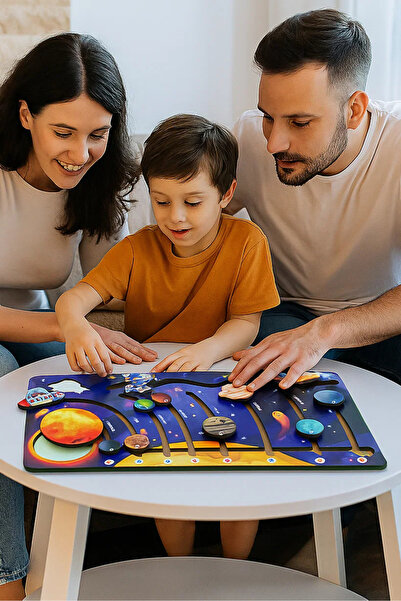 özgürce Ahşap Gezegenler Hareketli Puzzle Seti, Montessori Eğitici Oyuncak