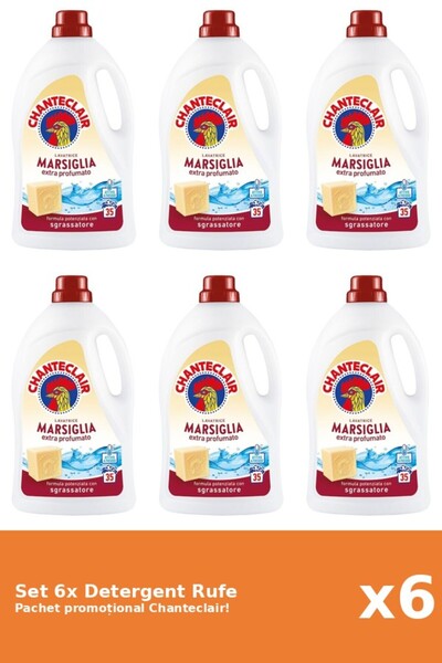 Chanteclair Set 6 Detergent lichid de rufe Marsilia, Chanteclair, 1575ml, 35 ...