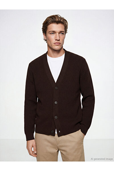 LC Waikiki Ermus Global και Kahverengi Standard Mold Ανδρική Πλεκτή Ζακέτα