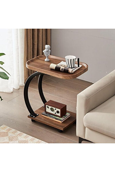 Un Wooden C-shaped side table