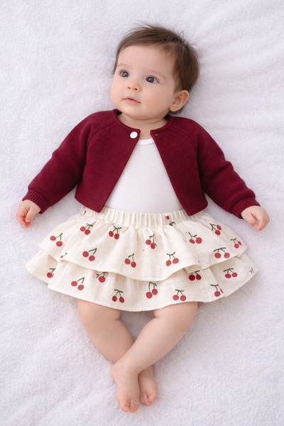 Naka Concept Cherry Belle Kiraz Patterned Baby Girl Set – Eid Outfit Baby Gir...