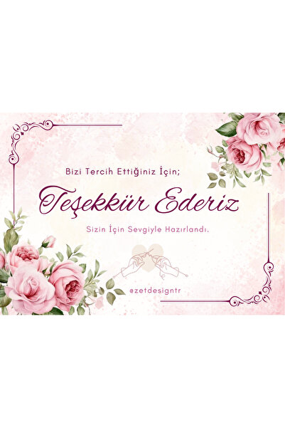 Kişiye Ve Firmaya Özel Ön Arka Yazılı 30 Adet 6x9 Cm Teşekkür Kartı, Sipariş Kartı Ve Not Kartı