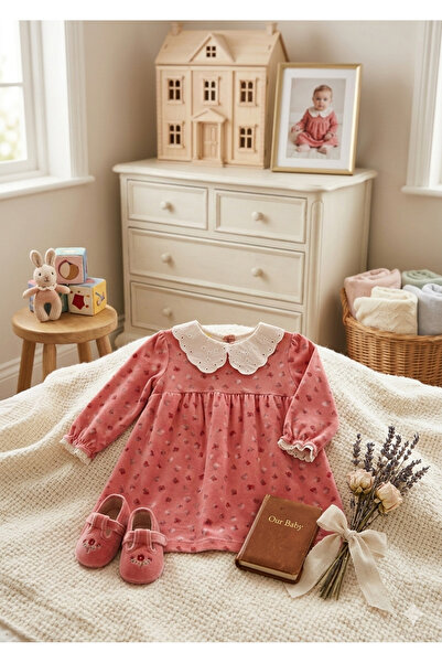 KAYAKİDS Kız bebek bayramlık elbise Kız çocuk kadife elbise