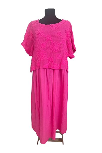 PHUTİ COLLECTION فستان مصنوع من قماش شبكي منقوش بالزهور بنسبة 100% قطن