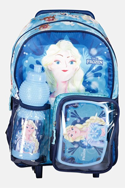 Disney Frozen Kids Girl 3 In 1 Graphic Print Trolley Backpack Set, Multicolor
