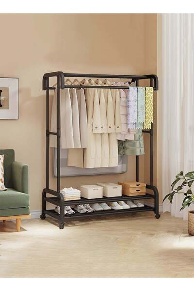 Taimi Metal Clothes Rack with Double-Tier Shoe,Clothes Hanger Organizer with ...