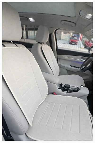 TEKNOCLUB Anti-Sweat Linen Printed Cream Car Seat Cover Min Leather (7 Pieces...