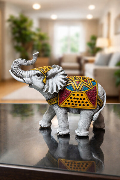 AYCEM Dekoratif Polyester El İşi Fil Biblo Heykel Ev Ofis Dekor Vitrin Süsü