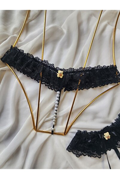 G&H UNDERWEAR Στρινγκ με πέρλες και λουράκι στα πόδια