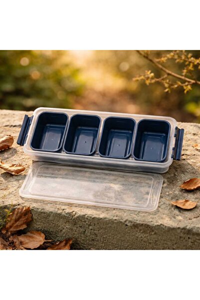 NESS AVM 4-Compartment Storage Container with Lid – Multi-Purpose Organizer B...