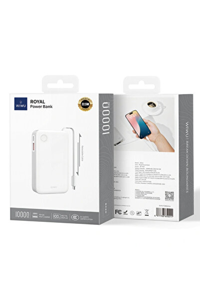 WIWU Wi-P047 10000mAh Power Bank 22.5W Super Fast Charging Built-in Cable