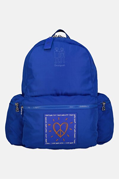 Desigual حقيبة ظهر نسائية مطبوعة برسومات، لون أزرق
