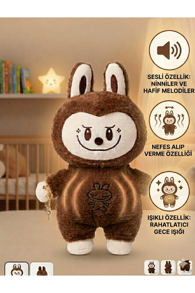 TrendTopic Nefes Alan Labubu Uyku Arkadaşı Peluş Oyuncak 30 cm