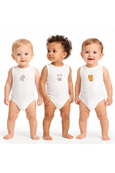 bebekpare Unisex Baby Athlete Bodysuit Rib Knit 100% Cotton Kaplan Printed