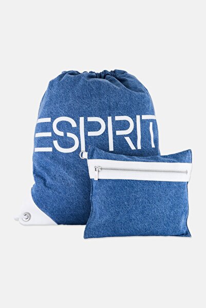 Esprit حقيبة ظهر نسائية من دنيم شعار ماركة، 46 سم ارتفاع × 39 سم طول × 1 سم ع...