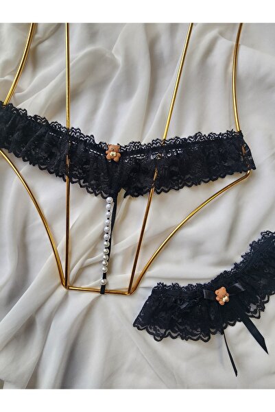 G&H UNDERWEAR Στρινγκ με πέρλες και λουράκι στα πόδια