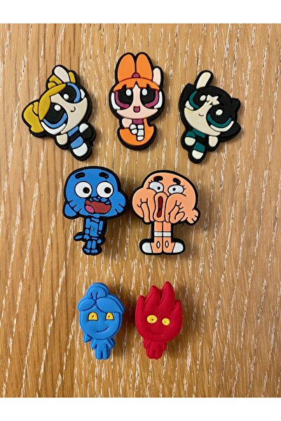 atölye karnaval Powerpuff Girls Ateş Ve Su Ve Gumball Jibbitz Charm Terlik Sü...