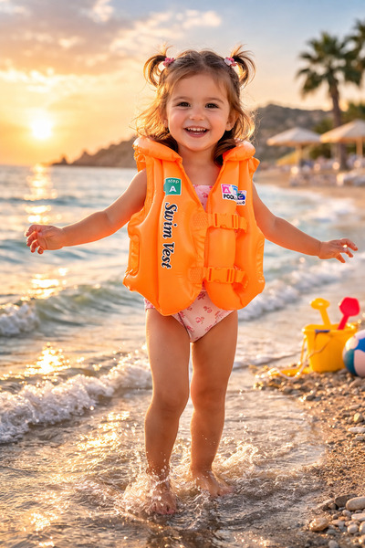 TOHA سترة نجاة للأطفال من 3-6 سنوات - 50x47 سم مبطن سترة سباحة للبحر والمسبح