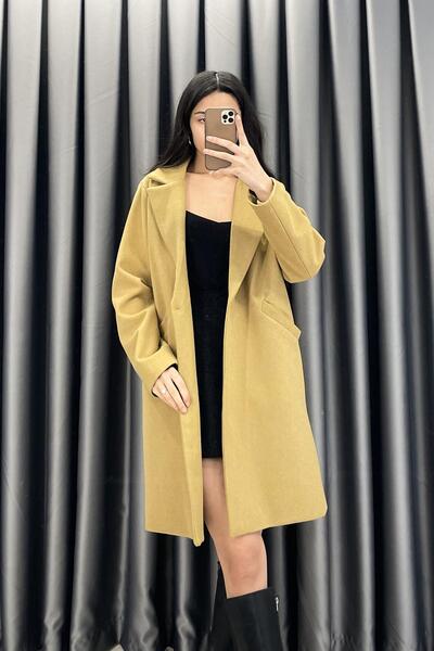 Tmptekstil Single Button Melton Coat - Mustard Mustard