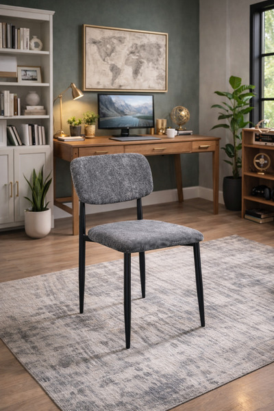 N.zone A luxurious modern chair in beige fabric with dark wood legs – eleganc...