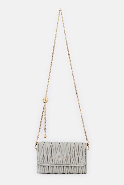 Sisley حقيبة كروس بودي نسائية بشعار ماركة، رمادي فاتح