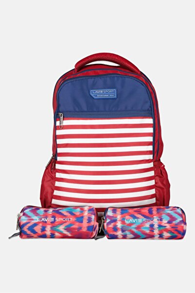 Lavie حقيبة ظهر مخططة للأطفال الأولاد مع مقلمتين، متعددة الألوان