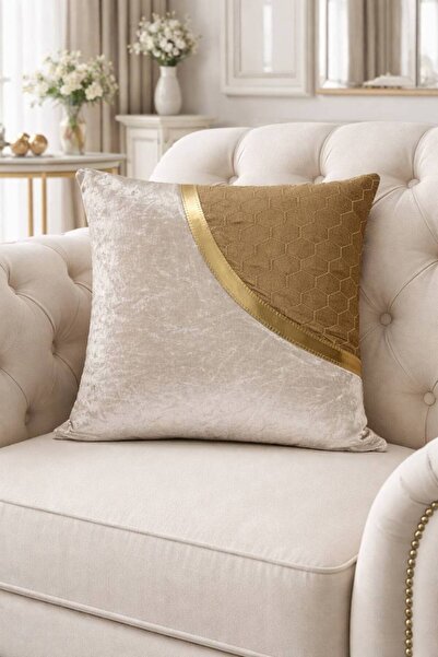 Diva Home Luxury Shiny Velvet Leather and Honeycomb Sectional Embroidery Cush...