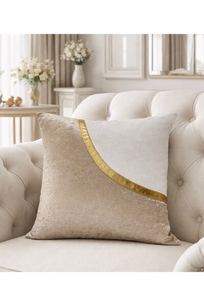 Diva Home لوكس بارليه جليتر مخمل جلد وتطريز على شكل قرص العسل غطاء وسادة 43x43