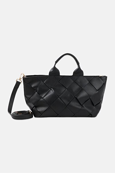 French Connection Women Diamond Pattern Shoulder Bag, Black