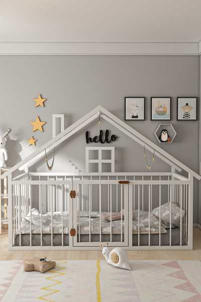 özgürce Rahat ve şık ahşap bebek çocuk Montessori yatak kaplı