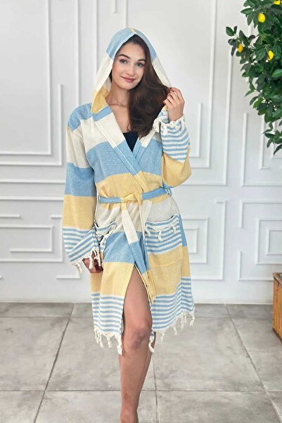 My-o Bohemian cu dungi cu ciucuri Halat unisex Peshtamal - Halat de baie pent...